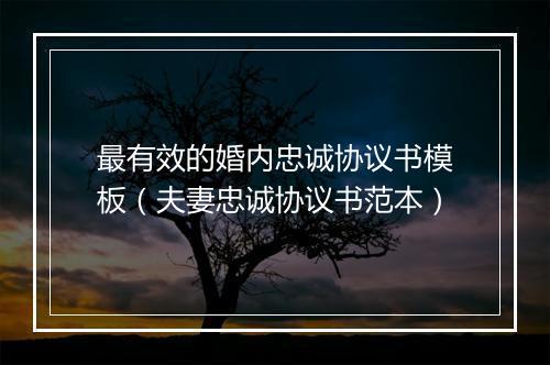 最有效的婚内忠诚协议书模板（夫妻忠诚协议书范本）