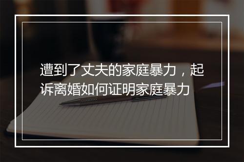 遭到了丈夫的家庭暴力，起诉离婚如何证明家庭暴力
