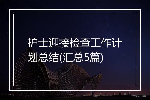 护士迎接检查工作计划总结(汇总5篇)