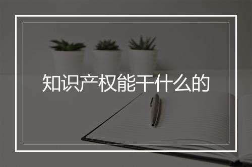 知识产权能干什么的