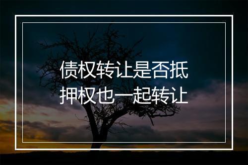 债权转让是否抵押权也一起转让