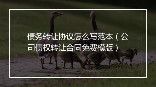 债务转让协议怎么写范本（公司债权转让合同免费模版）