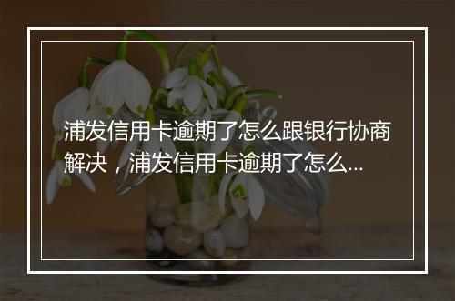 浦发信用卡逾期了怎么跟银行协商解决，浦发信用卡逾期了怎么跟银行协商解决有房贷