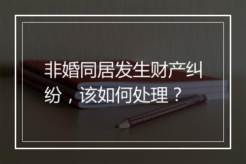 非婚同居发生财产纠纷，该如何处理？