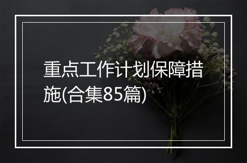 重点工作计划保障措施(合集85篇)