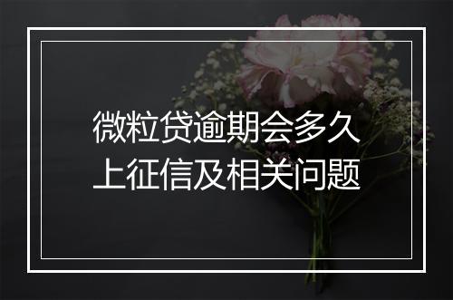微粒贷逾期会多久上征信及相关问题
