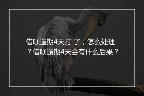 借呗逾期4天打 了，怎么处理？借呗逾期4天会有什么后果？