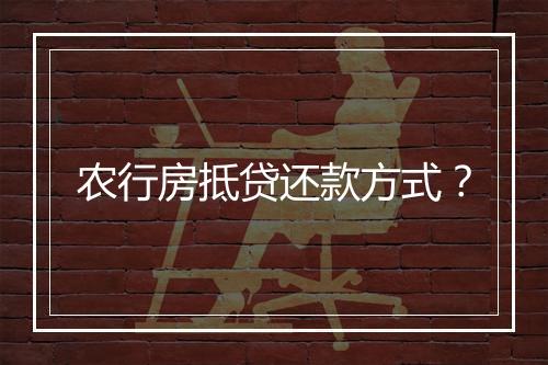农行房抵贷还款方式？