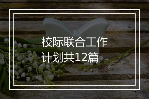 校际联合工作计划共12篇