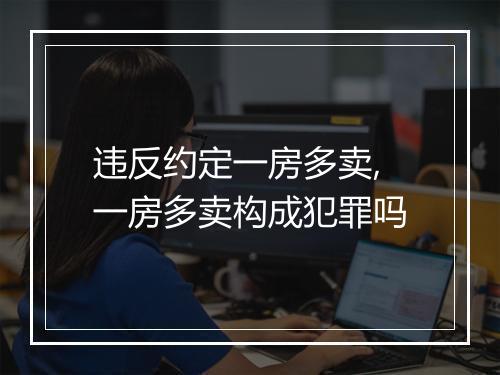违反约定一房多卖,一房多卖构成犯罪吗