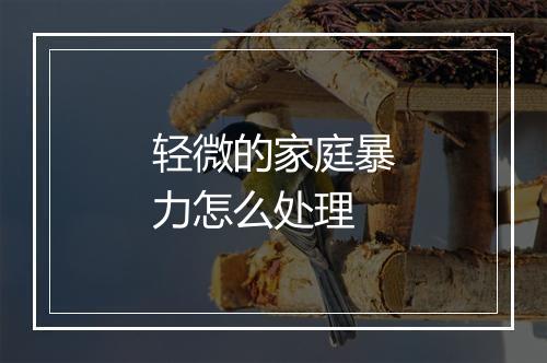 轻微的家庭暴力怎么处理
