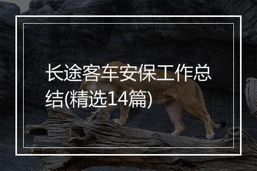 长途客车安保工作总结(精选14篇)