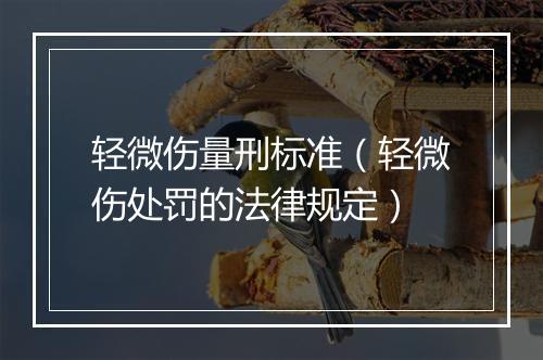 轻微伤量刑标准（轻微伤处罚的法律规定）