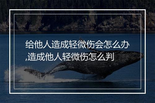 给他人造成轻微伤会怎么办,造成他人轻微伤怎么判