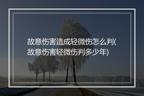 故意伤害造成轻微伤怎么判(故意伤害轻微伤判多少年)