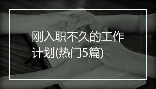 刚入职不久的工作计划(热门5篇)