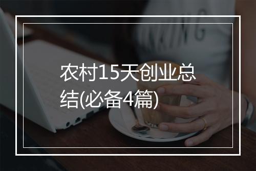 农村15天创业总结(必备4篇)