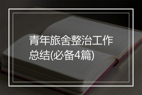 青年旅舍整治工作总结(必备4篇)