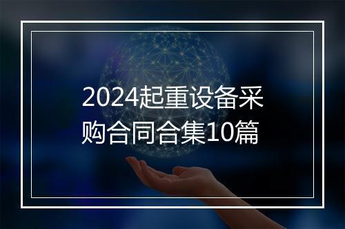 2024起重设备采购合同合集10篇