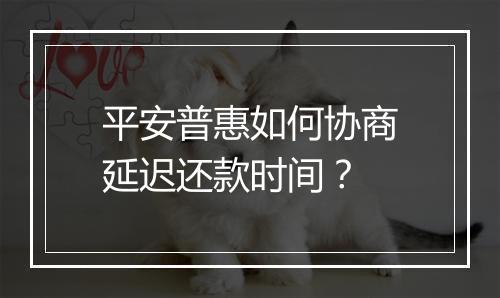 平安普惠如何协商延迟还款时间？