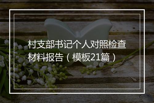 村支部书记个人对照检查材料报告（模板21篇）