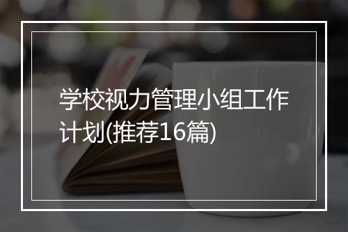 学校视力管理小组工作计划(推荐16篇)