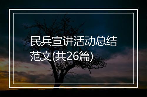 民兵宣讲活动总结范文(共26篇)
