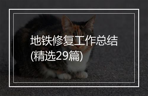 地铁修复工作总结(精选29篇)