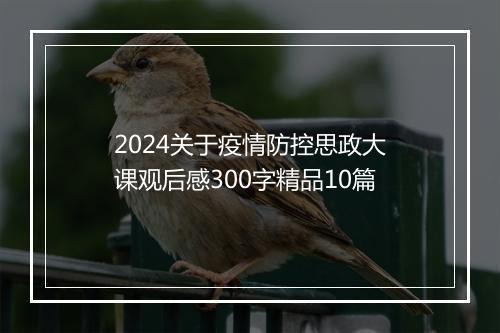 2024关于疫情防控思政大课观后感300字精品10篇