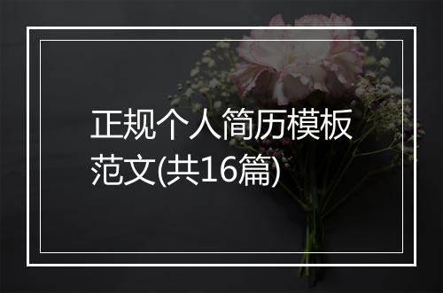 正规个人简历模板范文(共16篇)