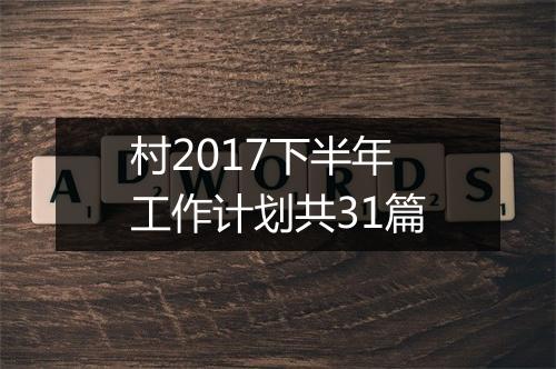 村2017下半年工作计划共31篇