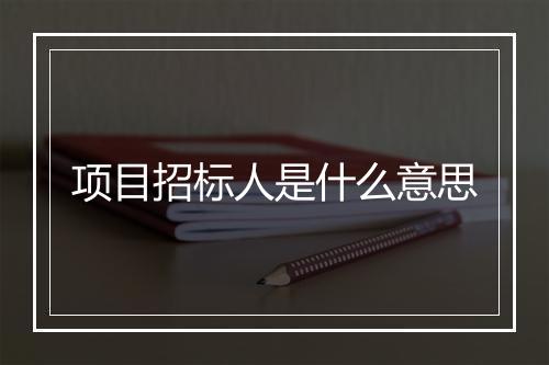 项目招标人是什么意思
