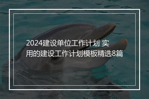 2024建设单位工作计划 实用的建设工作计划模板精选8篇