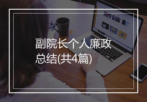 副院长个人廉政总结(共4篇)