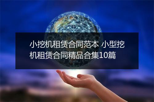 小挖机租赁合同范本 小型挖机租赁合同精品合集10篇