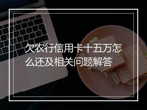 欠农行信用卡十五万怎么还及相关问题解答