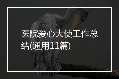 医院爱心大使工作总结(通用11篇)
