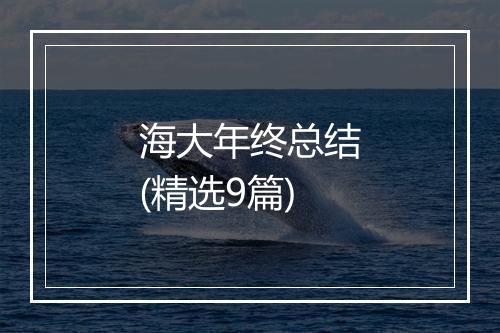海大年终总结(精选9篇)