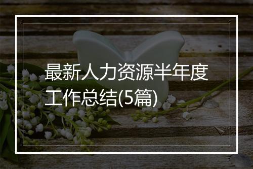 最新人力资源半年度工作总结(5篇)
