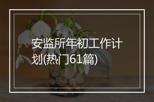 安监所年初工作计划(热门61篇)