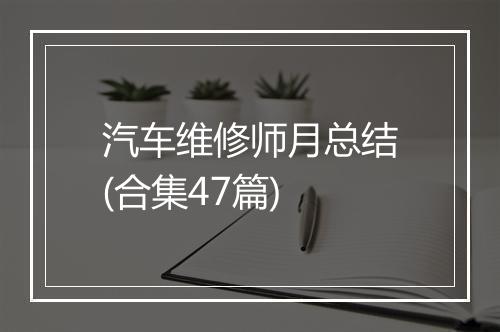 汽车维修师月总结(合集47篇)