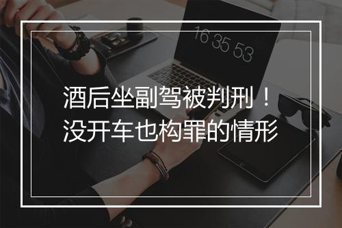 酒后坐副驾被判刑！没开车也构罪的情形