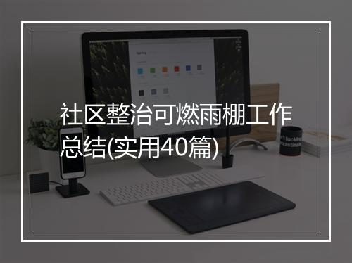 社区整治可燃雨棚工作总结(实用40篇)