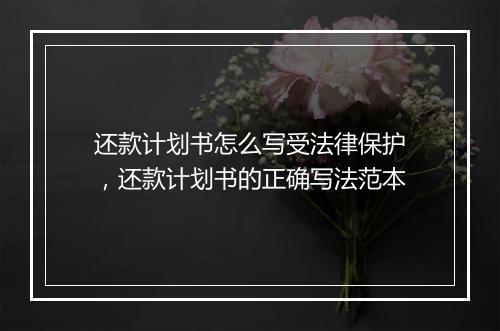 还款计划书怎么写受法律保护，还款计划书的正确写法范本