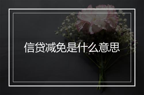 信贷减免是什么意思