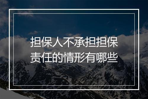 担保人不承担担保责任的情形有哪些
