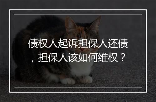 债权人起诉担保人还债，担保人该如何维权？