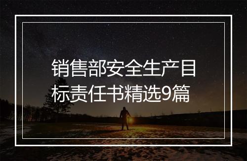 销售部安全生产目标责任书精选9篇