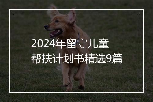 2024年留守儿童帮扶计划书精选9篇