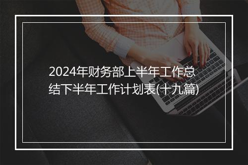 2024年财务部上半年工作总结下半年工作计划表(十九篇)